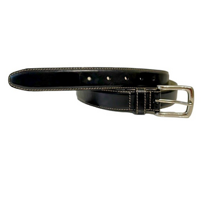 J.‎ Crew men’s Size 40 black leather belt. Solid brass silver buckle. EUC
